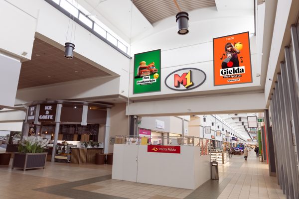 Dwa banery o łącznej powierzchni 12 m2 i wymiarach 2x3m znajdujące się w pobliżu HalfPrice, Jysk i Rossmann.